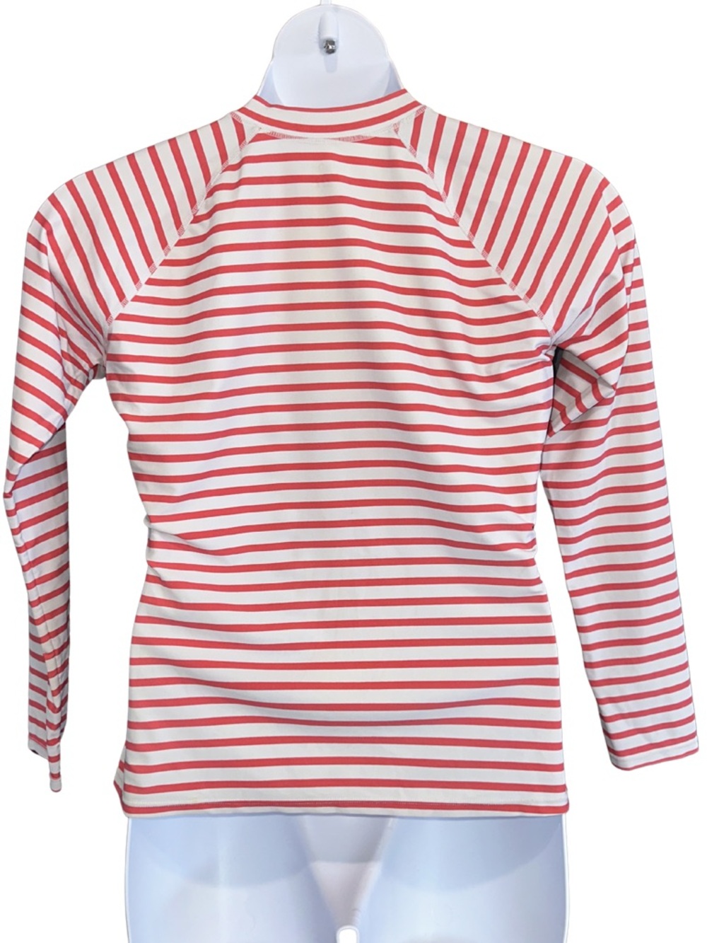 Cabana Life Women’s Large Red/White Striped UPF50+ Long-Sleeve Zipper Rashguard - Picture 4 of 6